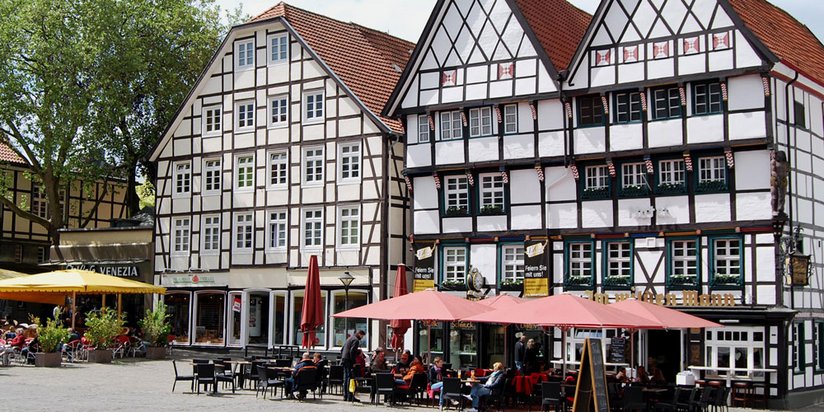 Blick auf den gemütlichen Marktplatz in Soest.